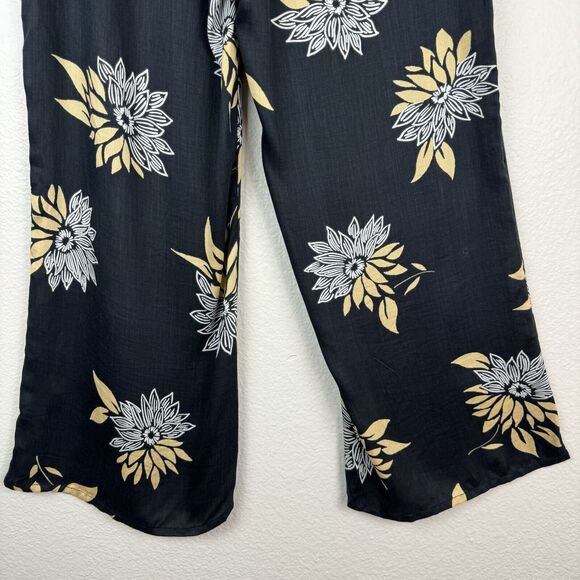 NWT Amuse Society Shorebird Pant Lightweight Wide Leg Ankle Pant Floral Black M - Picture 12 of 13